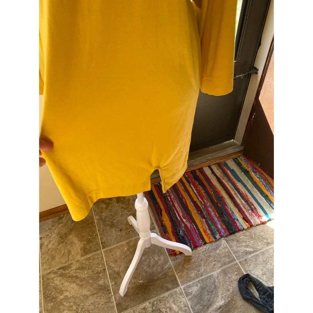 Free People Good Feels Tee Yellow Mini Dress 3/4 Sleeve Medium Boho Earthy Beach